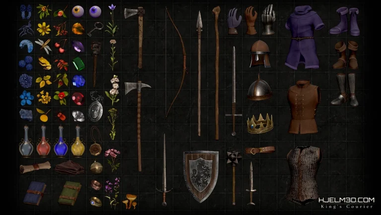 Diablo-style item and inventory icons rendered for a dark fantasy RPG game.