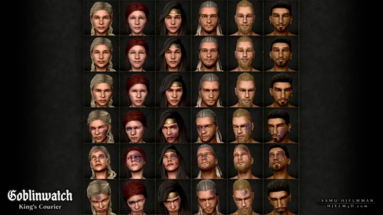 2d roleplaying game sprites for character portraits showing multiple facial animations